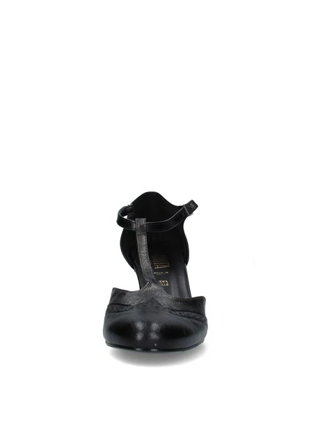 DÉCOLLETÉ CON CINTURINO A T E TRAFORATURE DONNA NERO