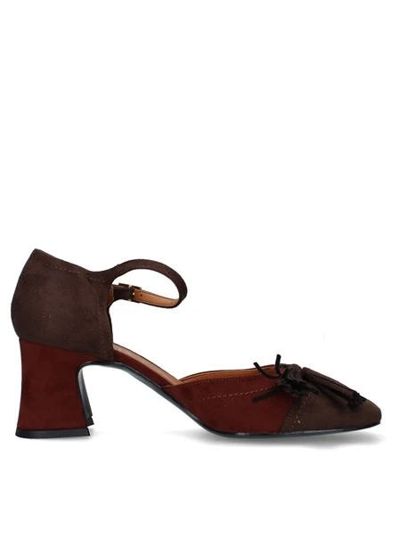 DÉCOLLETÉ CON CINTURINO E NAPPINE DONNA MARRONE
