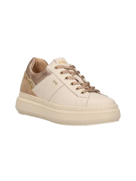 SNEAKERS PLATFORM CON DETTAGLI DORATI DONNA AVORIO
