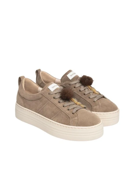 SNEAKERS PLATFORM IN SUEDE CON PON-PON DONNA TORTORA