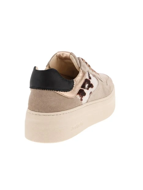SNEAKERS PLATFORM IN CAMOSCIO E CAVALLINO DONNA BEIGE