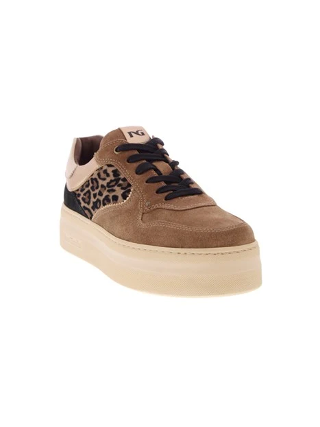 SNEAKERS PLATFORM IN CAMOSCIO E LEOPARDATO DONNA MARRONE