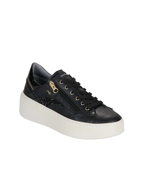 SNEAKERS PLATFORM CON ZIP DECORATIVA DONNA NERA