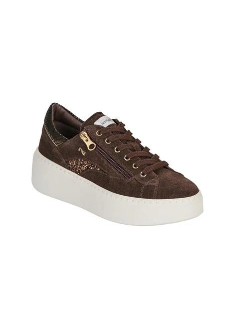 SNEAKERS PLATFORM CON INSERTO GLITTER DONNA TESTA DI MORO