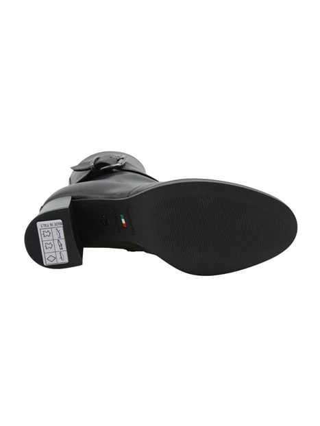 STIVALETTI TACCO ALTO IN PELLE CON CINTURINO INCROCIATO DONNA NERO