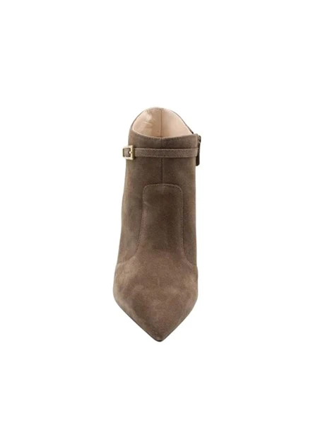 STIVALETTI TACCO ALTO A PUNTA IN CAMOSCIO CON CINTURINO DONNA BEIGE