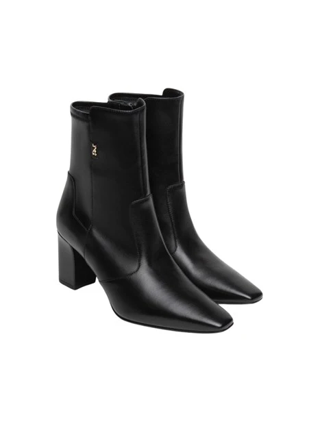 STIVALETTI TACCO ALTO IN PELLE E LYCRA DONNA NERO
