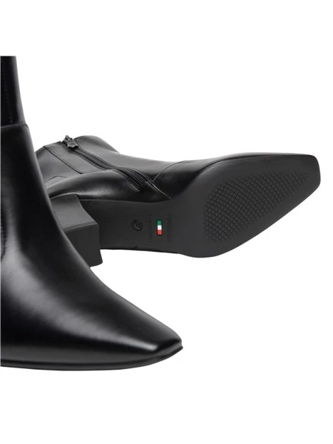 STIVALETTI TACCO ALTO IN PELLE E LYCRA DONNA NERO