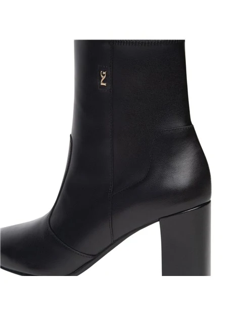 STIVALETTI TACCO ALTO IN PELLE E LYCRA DONNA NERO