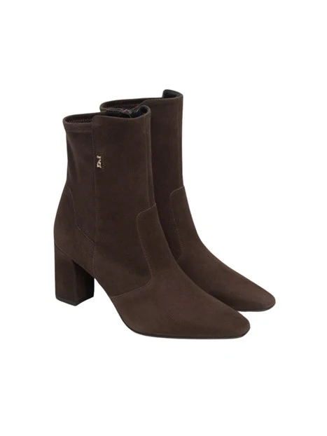 STIVALETTI TACCO ALTO IN SUEDE E LYCRA DONNA MARRONE