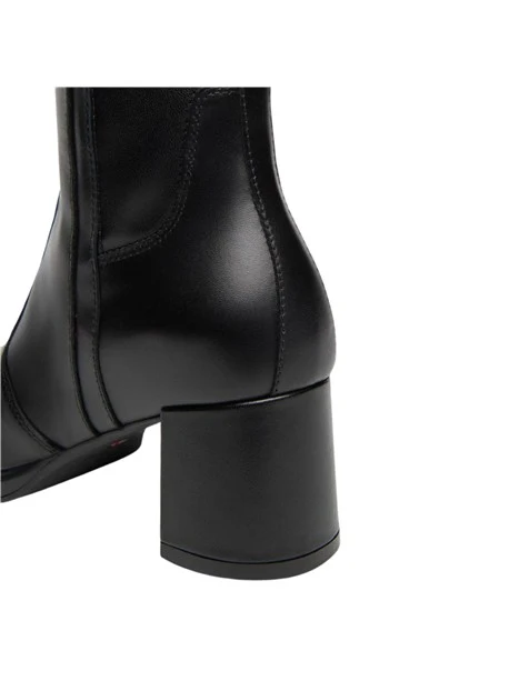 STIVALI TACCO ALTO IN PELLE E LYCRA DONNA NERO