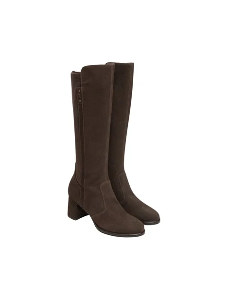 STIVALI TACCO ALTO IN SUEDE E LYCRA DONNA MARRONE