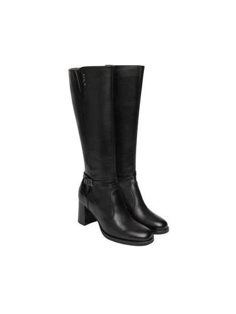 STIVALI ELEGANTI IN PELLE CON ZIP DONNA NERO
