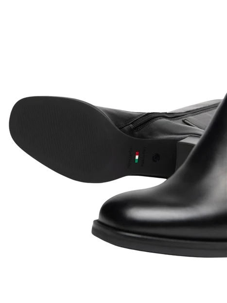 STIVALI ELEGANTI IN PELLE CON ZIP DONNA NERO