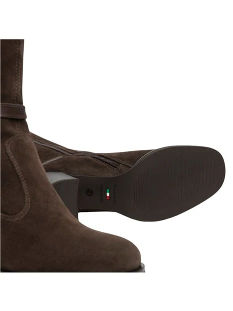 STIVALI TACCO ALTO IN SUEDE E PELLE DONNA MARRONE