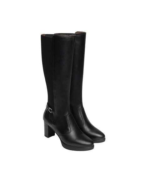 STIVALI TACCO ALTO CON INSERTO ELASTICIZZATO DONNA NERO