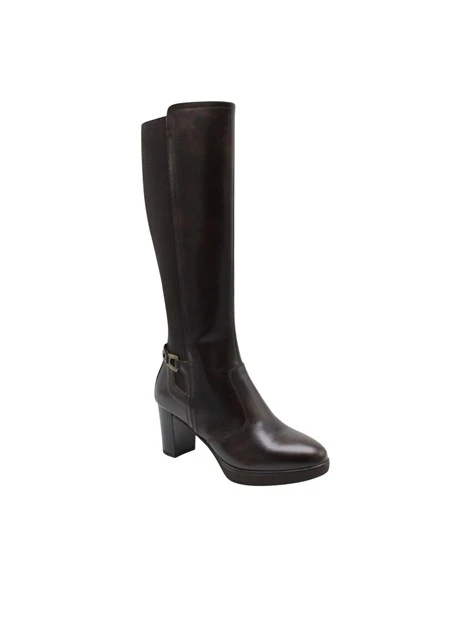 STIVALI TACCO ALTO CON INSERTO ELASTICIZZATO DONNA MARRONE
