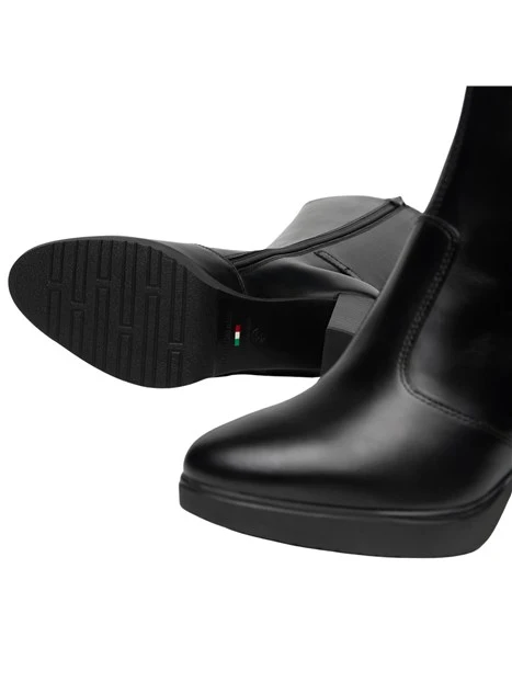 STIVALI TACCO ALTO IN PELLE CON PLATEAU DONNA NERO