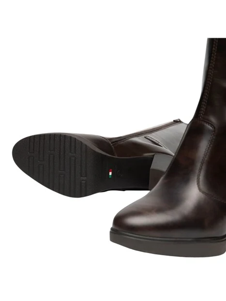 STIVALI TACCO ALTO  IN PELLE CON PLATEAU DONNA CAFFÈ