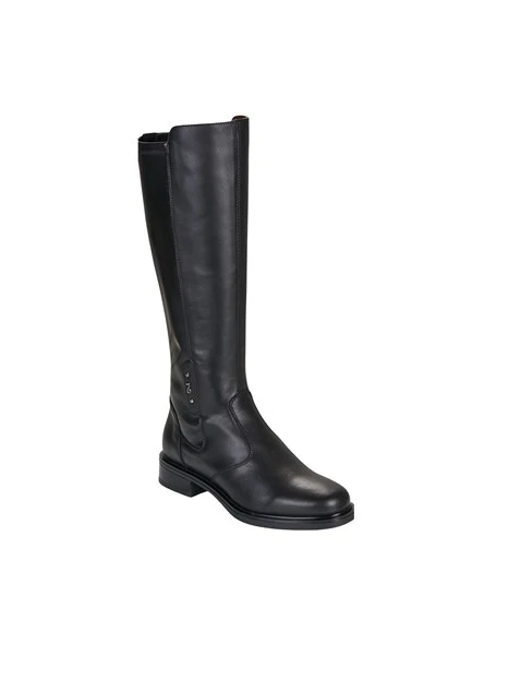 STIVALI TACCO BASSO CON GAMBALE ELASTICIZZATO DONNA NERO
