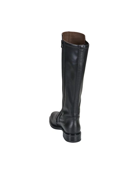STIVALI TACCO BASSO CON GAMBALE ELASTICIZZATO DONNA NERO