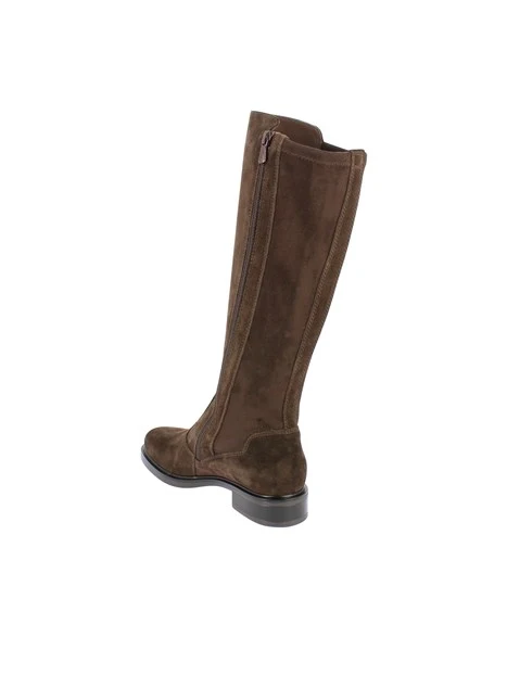 STIVALI TACCO BASSO IN CAMOSCIO CON GAMBALE ELASTICIZZATO DONNA MARRONE