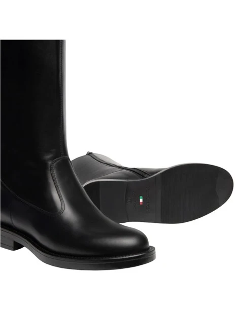 STIVALI TACCO BASSO CASUAL IN PELLE DONNA NERO