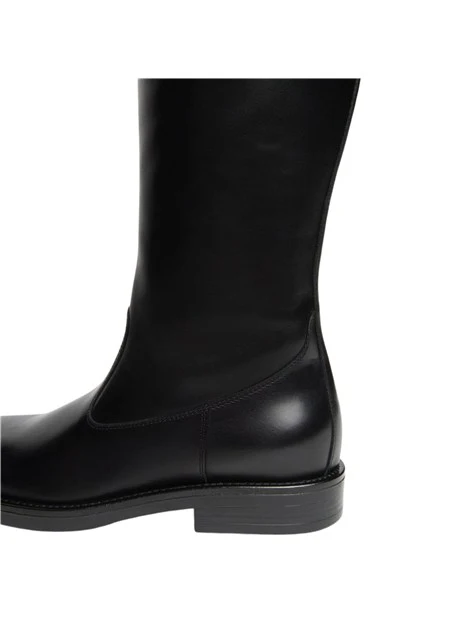 STIVALI TACCO BASSO CASUAL IN PELLE DONNA NERO