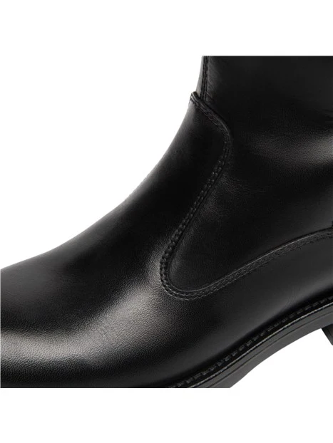 STIVALI TACCO BASSO CON CINTURINO IN PELLE DONNA NERO