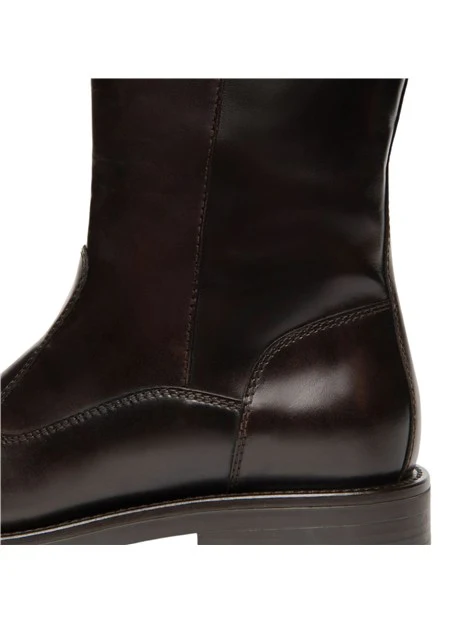 STIVALI TACCO BASSO CON CINTURINO IN PELLE DONNA MARRONE
