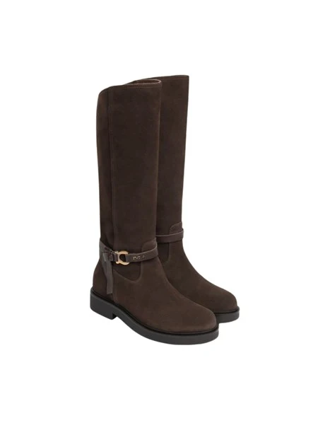 STIVALI TACCO BASSO ELEGANTI DONNA MARRONE