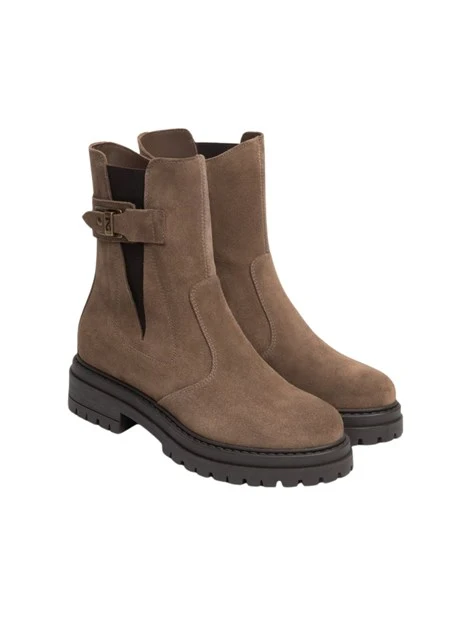 STIVALETTI TACCO BASSO A BLOCCO CHELSEA DONNA BEIGE
