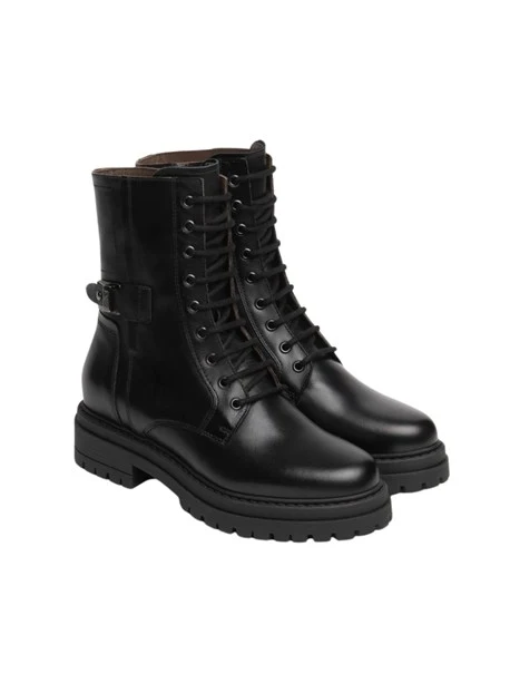 ANFIBI CON STRINGHE E ZIP DONNA NERO