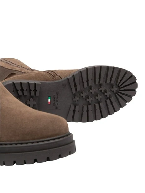 STIVALI TACCO BASSO IN PELLE SCAMOSCIATA CON ZIP DONNA BEIGE