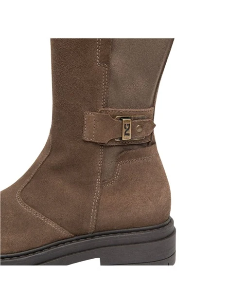 STIVALI TACCO BASSO IN PELLE SCAMOSCIATA CON ZIP DONNA BEIGE