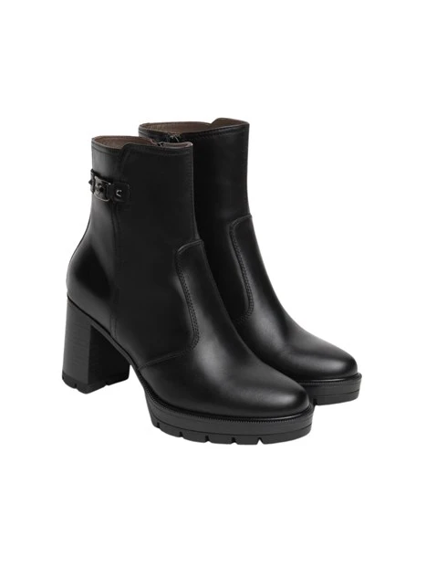 STIVALETTI TACCO ALTO A BLOCCO CON ZIP DONNA NERO