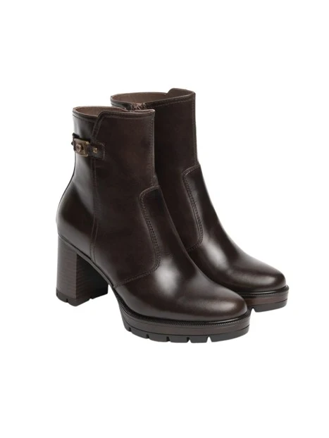 STIVALETTI TACCO ALTO A BLOCCO CON ZIP DONNA MARRONE