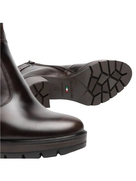 STIVALETTI TACCO ALTO A BLOCCO CON ZIP DONNA MARRONE