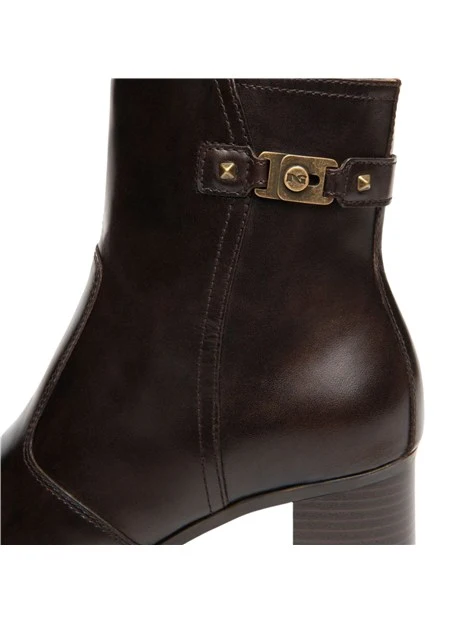 STIVALETTI TACCO ALTO A BLOCCO CON ZIP DONNA MARRONE