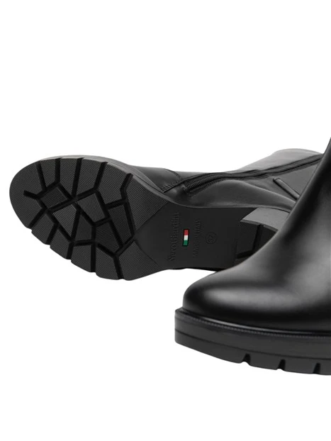STIVALI A TACCO ALTO IN PELLE CON ZIP DONNA NERO