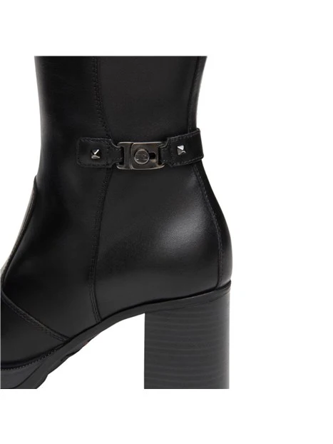STIVALI A TACCO ALTO IN PELLE CON ZIP DONNA NERO