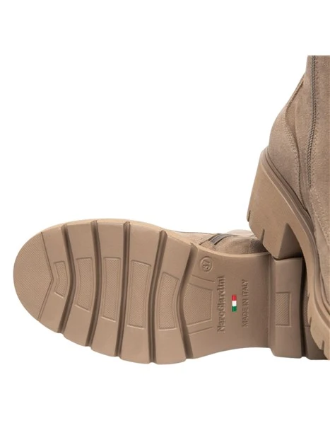 ANFIBI IN SUEDE CON STRINGHE E PLATEAU DONNA TORTORA