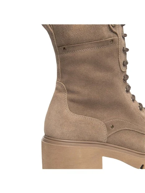 ANFIBI IN SUEDE CON STRINGHE E PLATEAU DONNA TORTORA