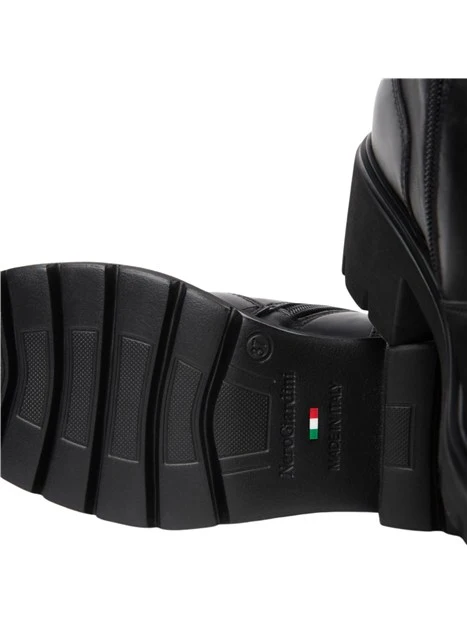 STIVALETTI A TACCO ALTO LOGATI CON ZIP DONNA NERO