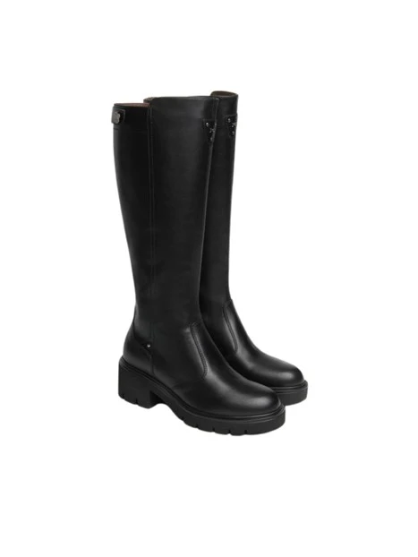 STIVALI A TACCO ALTO ESSENZIALI CON ZIP DONNA NERO
