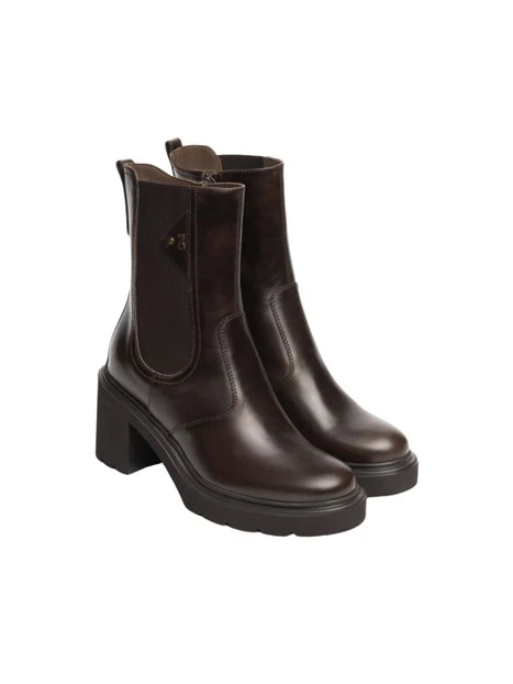 STIVALETTI A TACCO ALTO CHELSEA LINEA PULITA DONNA MARRONE