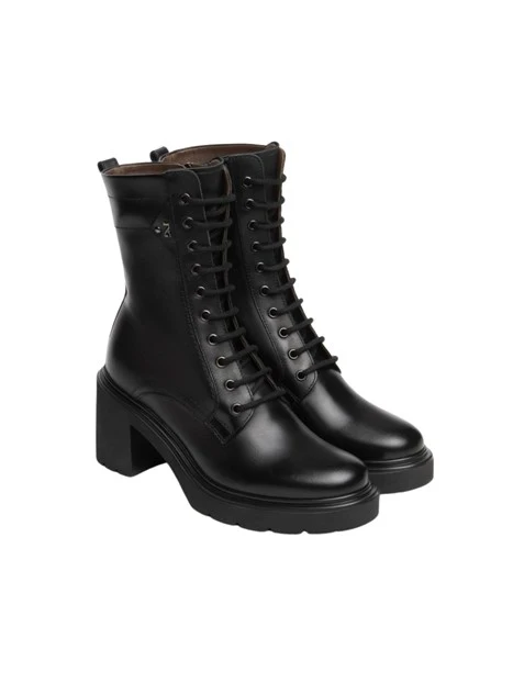 ANFIBI A TACCO ALTO STRINGATI CON ZIP DONNA NERO