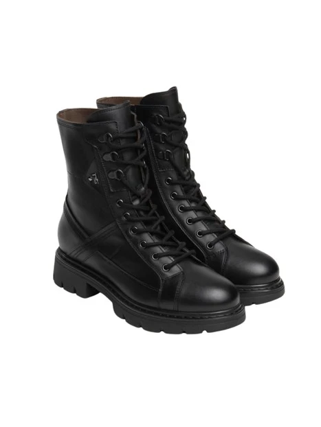 ANFIBI A TACCO BASSO STRINGATI CON ZIP DONNA NERO