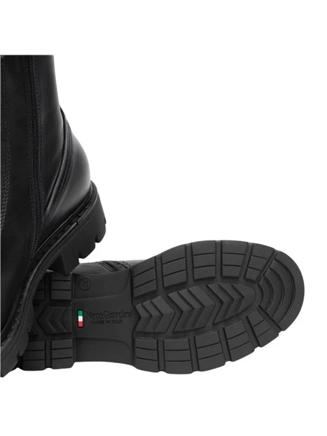 ANFIBI A TACCO BASSO STRINGATI CON ZIP DONNA NERO