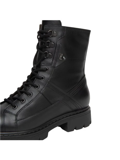 ANFIBI A TACCO BASSO STRINGATI CON ZIP DONNA NERO